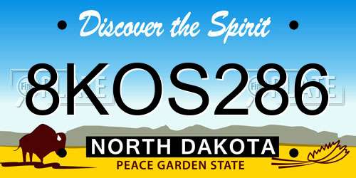 8KOS286 North Dakota License Plate
