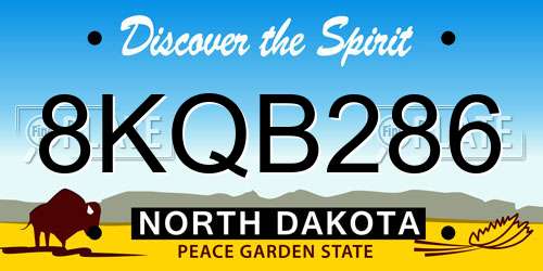 8KQB286 North Dakota License Plate
