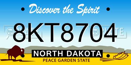 8KT8704 North Dakota License Plate