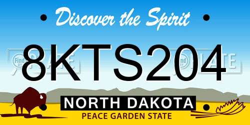 8KTS204 North Dakota License Plate
