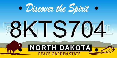 8KTS704 North Dakota License Plate