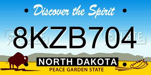 8KZB704 North Dakota License Plate