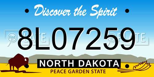 8L07259 North Dakota License Plate