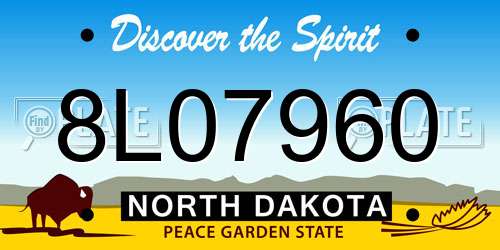 8L07960 North Dakota License Plate