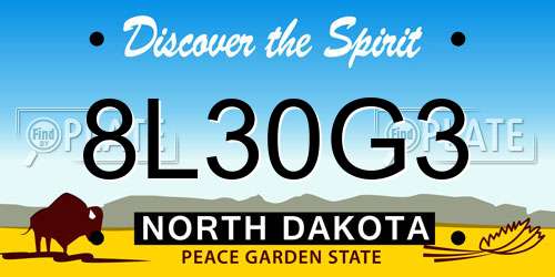 8L30G3 North Dakota License Plate