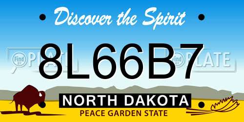 8L66B7 North Dakota License Plate