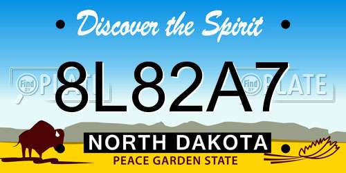 8L82A7 North Dakota License Plate