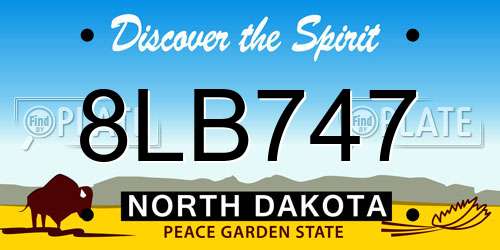 8LB747 North Dakota License Plate