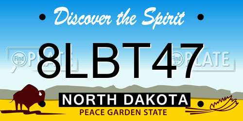 8LBT47 North Dakota License Plate