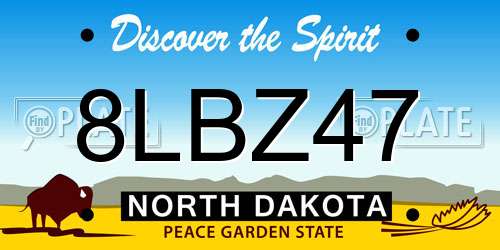 8LBZ47 North Dakota License Plate