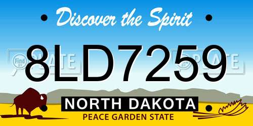 8LD7259 North Dakota License Plate