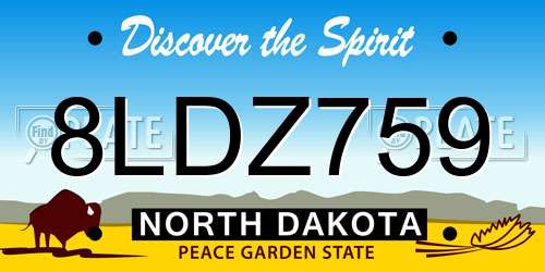 8LDZ759 North Dakota License Plate