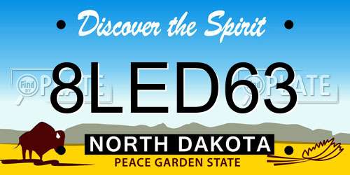 8LED63 North Dakota License Plate