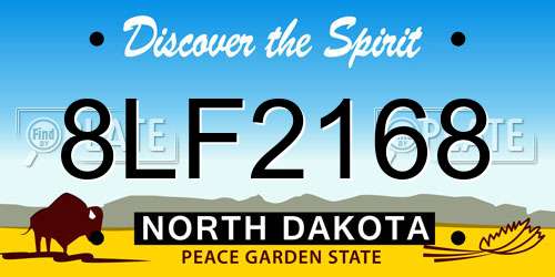 8LF2168 North Dakota License Plate