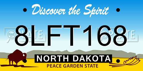 8LFT168 North Dakota License Plate