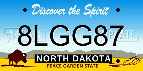 8LGG87 North Dakota License Plate