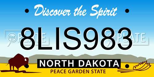 8LIS983 North Dakota License Plate