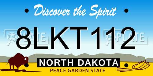 8LKT112 North Dakota License Plate
