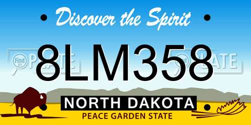 8LM358 North Dakota License Plate