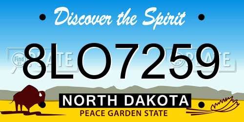 8LO7259 North Dakota License Plate