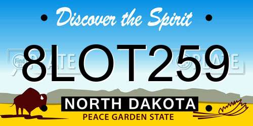 8LOT259 North Dakota License Plate