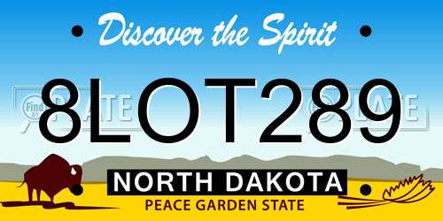 8LOT289 North Dakota License Plate