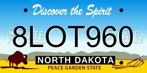 8LOT960 North Dakota License Plate