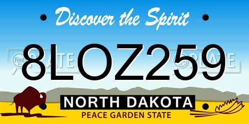 8LOZ259 North Dakota License Plate