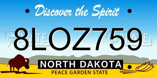 8LOZ759 North Dakota License Plate