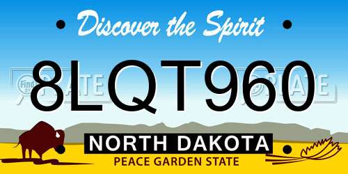 8LQT960 North Dakota License Plate