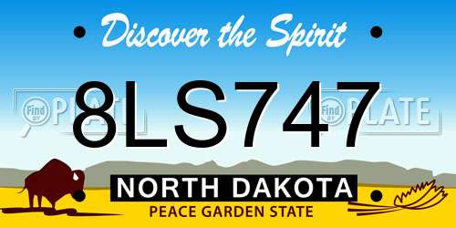 8LS747 North Dakota License Plate