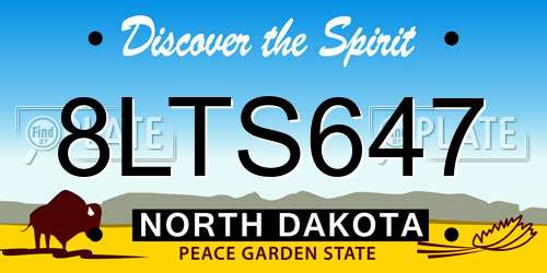 8LTS647 North Dakota License Plate