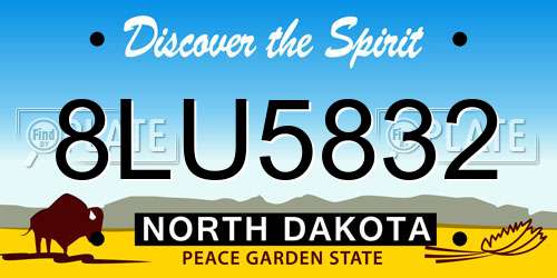 8LU5832 North Dakota License Plate