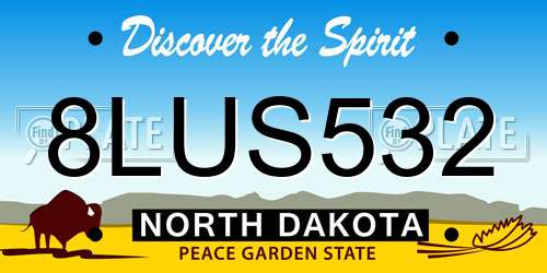 8LUS532 North Dakota License Plate