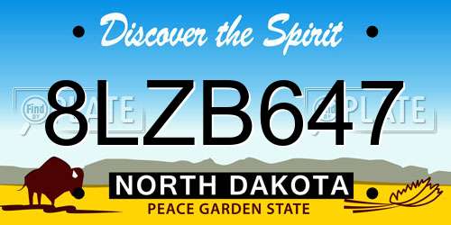 8LZB647 North Dakota License Plate