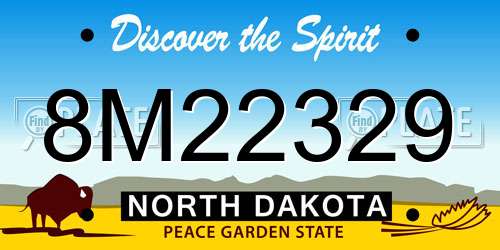 8M22329 North Dakota License Plate