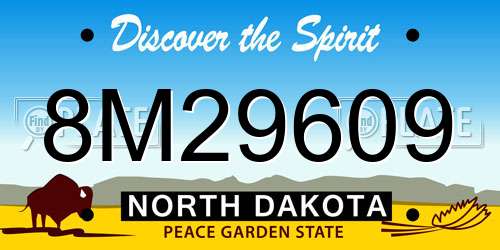 8M29609 North Dakota License Plate