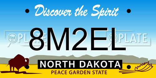 8M2EL North Dakota License Plate