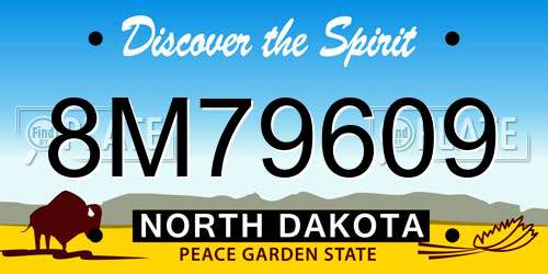 8M79609 North Dakota License Plate