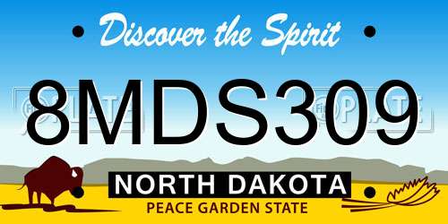 8MDS309 North Dakota License Plate