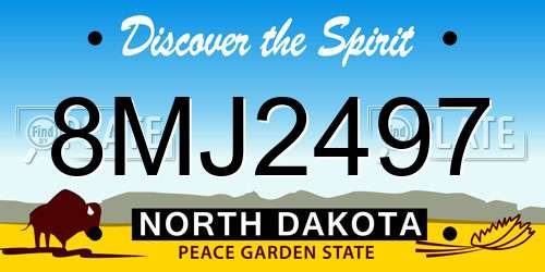 8MJ2497 North Dakota License Plate