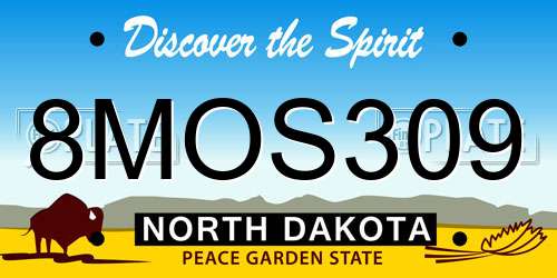 8MOS309 North Dakota License Plate