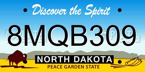 8MQB309 North Dakota License Plate