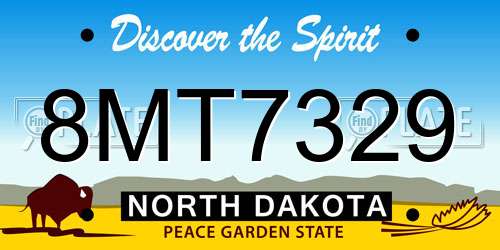 8MT7329 North Dakota License Plate