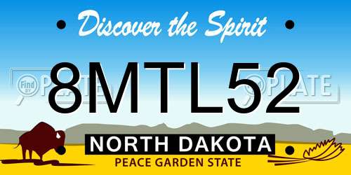 8MTL52 North Dakota License Plate