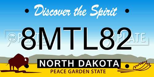 8MTL82 North Dakota License Plate