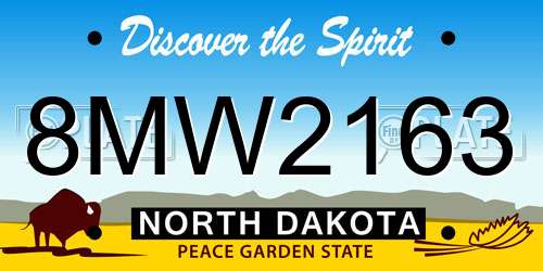 8MW2163 North Dakota License Plate
