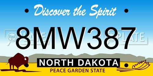 8MW387 North Dakota License Plate