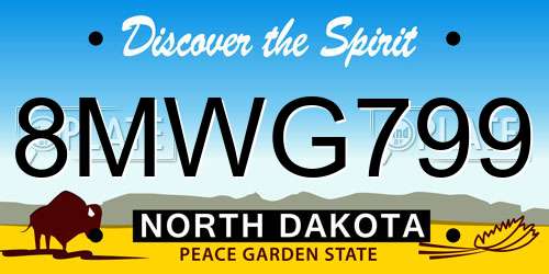 8MWG799 North Dakota License Plate
