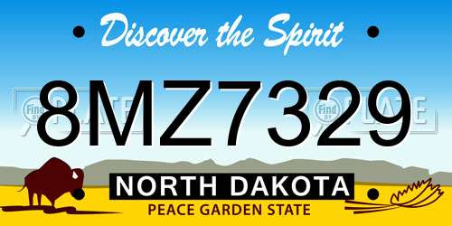 8MZ7329 North Dakota License Plate